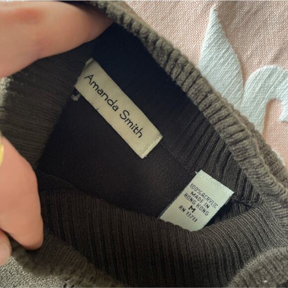 Vintage 90s Y2K Mockneck Sweater Chocolate Brown Medium - Picture 5 of 5